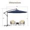 10 Foot Solar Hanging Umbrella with Adjustable Tilt and LED Lighting for Patio